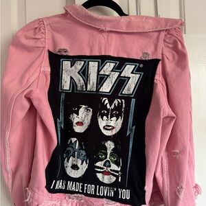 Vintage Pink Jacket with KISS Graphic